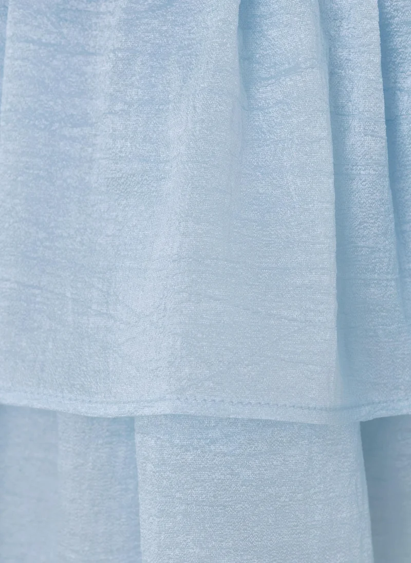 Lichi Textured fabric mini dress with ruffles on the bodice